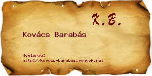 Kovács Barabás névjegykártya